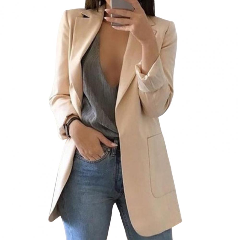 Long Open-Front Blazer in Apricot