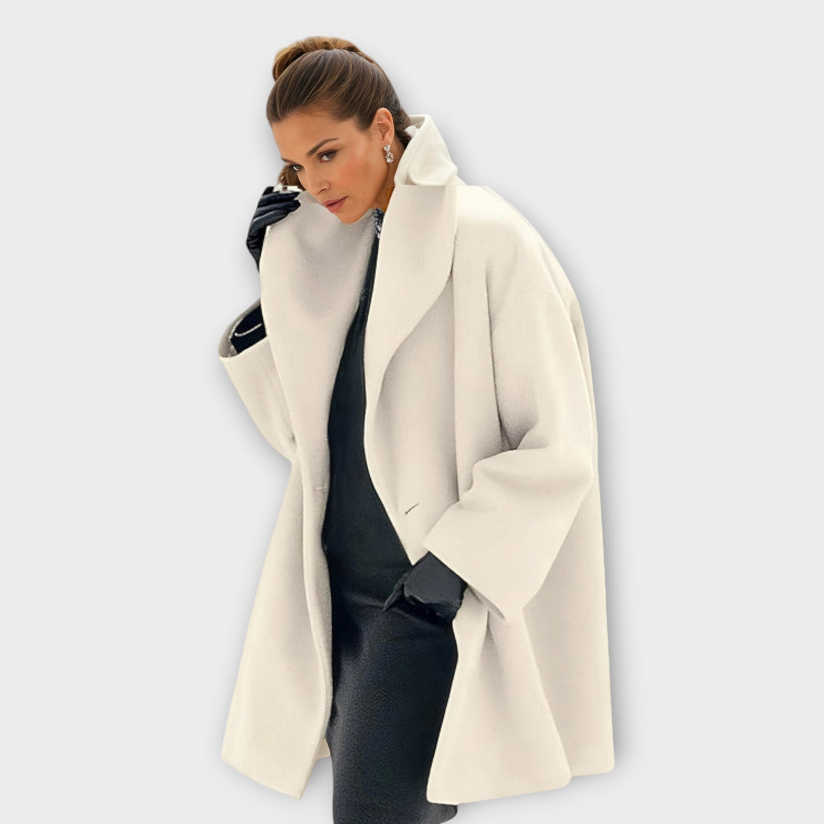 Oversized Wide Collar Coat in White