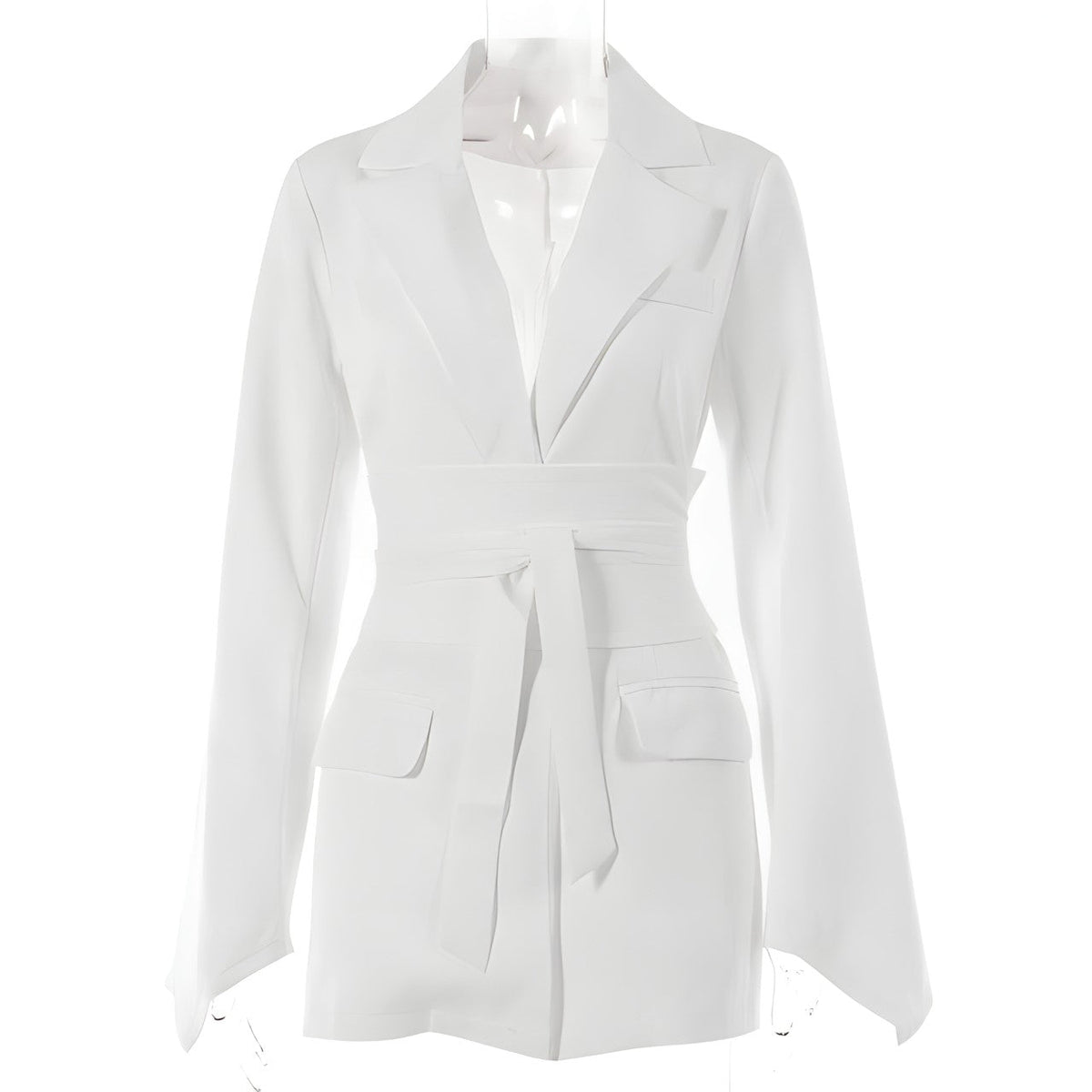 Belted Tailored Blazer in White