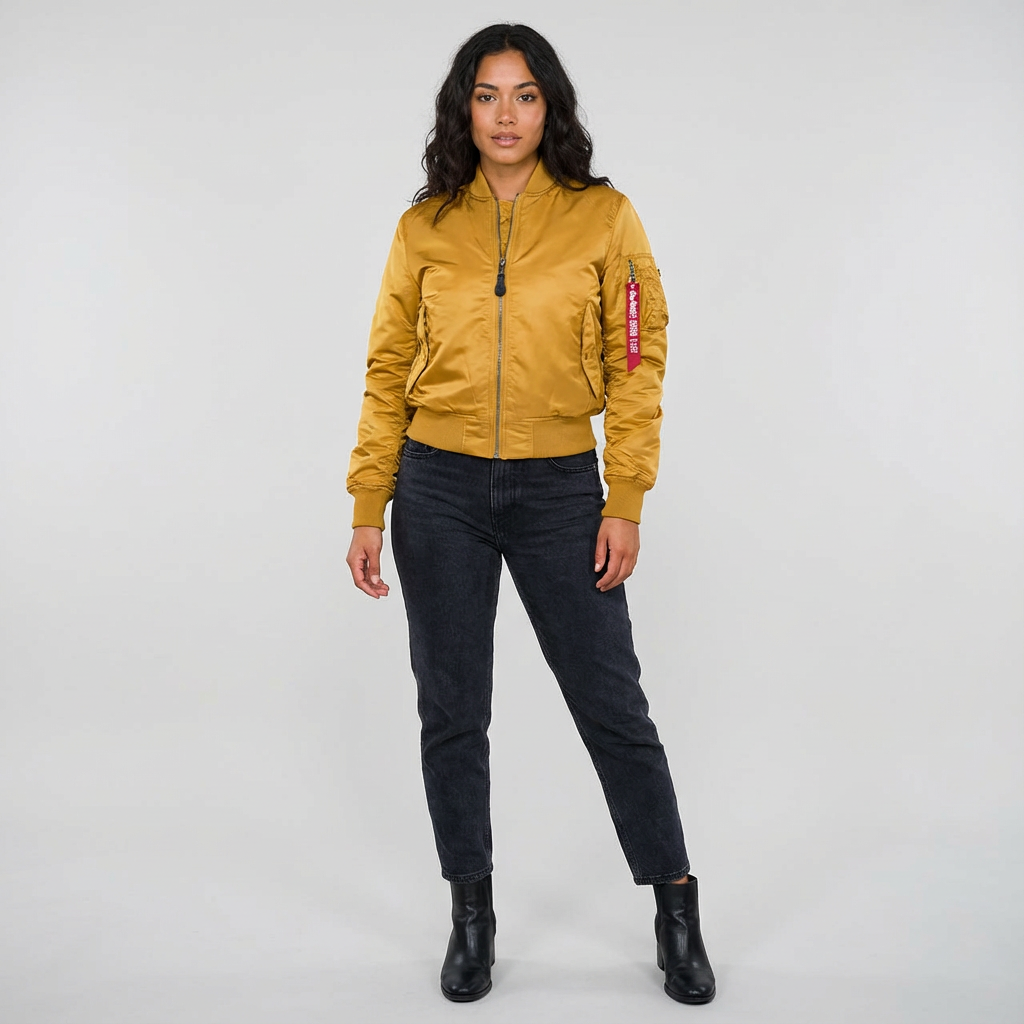 Classic Satin Bomber Jacket with Utility Pockets, view 15