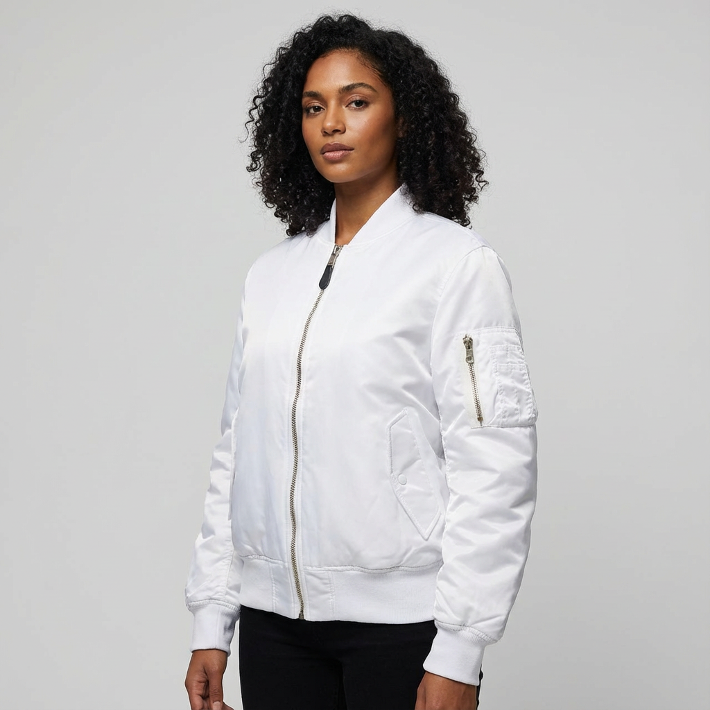 Classic Satin Bomber Jacket with Utility Pockets, view 16