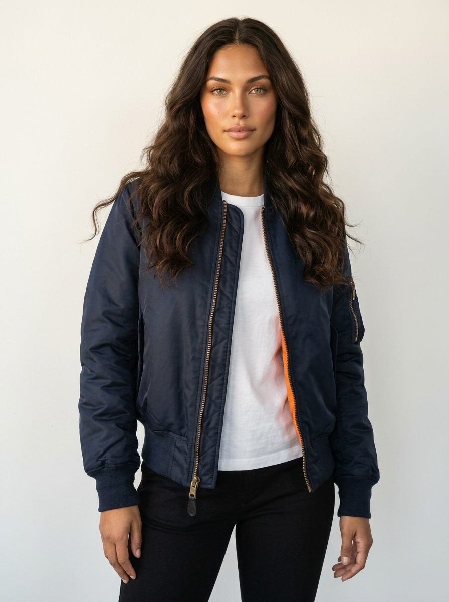 Classic Satin Bomber Jacket with Utility Pockets, view 21