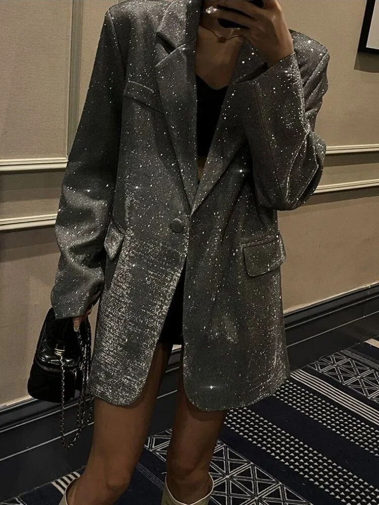 Glitter Blazer in Grey