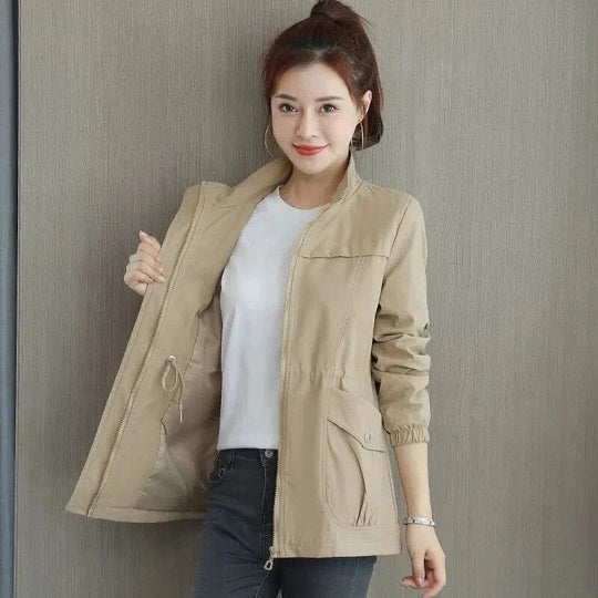 Lightweight Waterproof Trench Jacket in Khaki