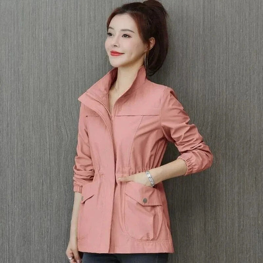 Lightweight Waterproof Trench Jacket in Pink