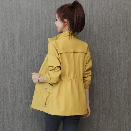 Lightweight Waterproof Trench Jacket in Yellow