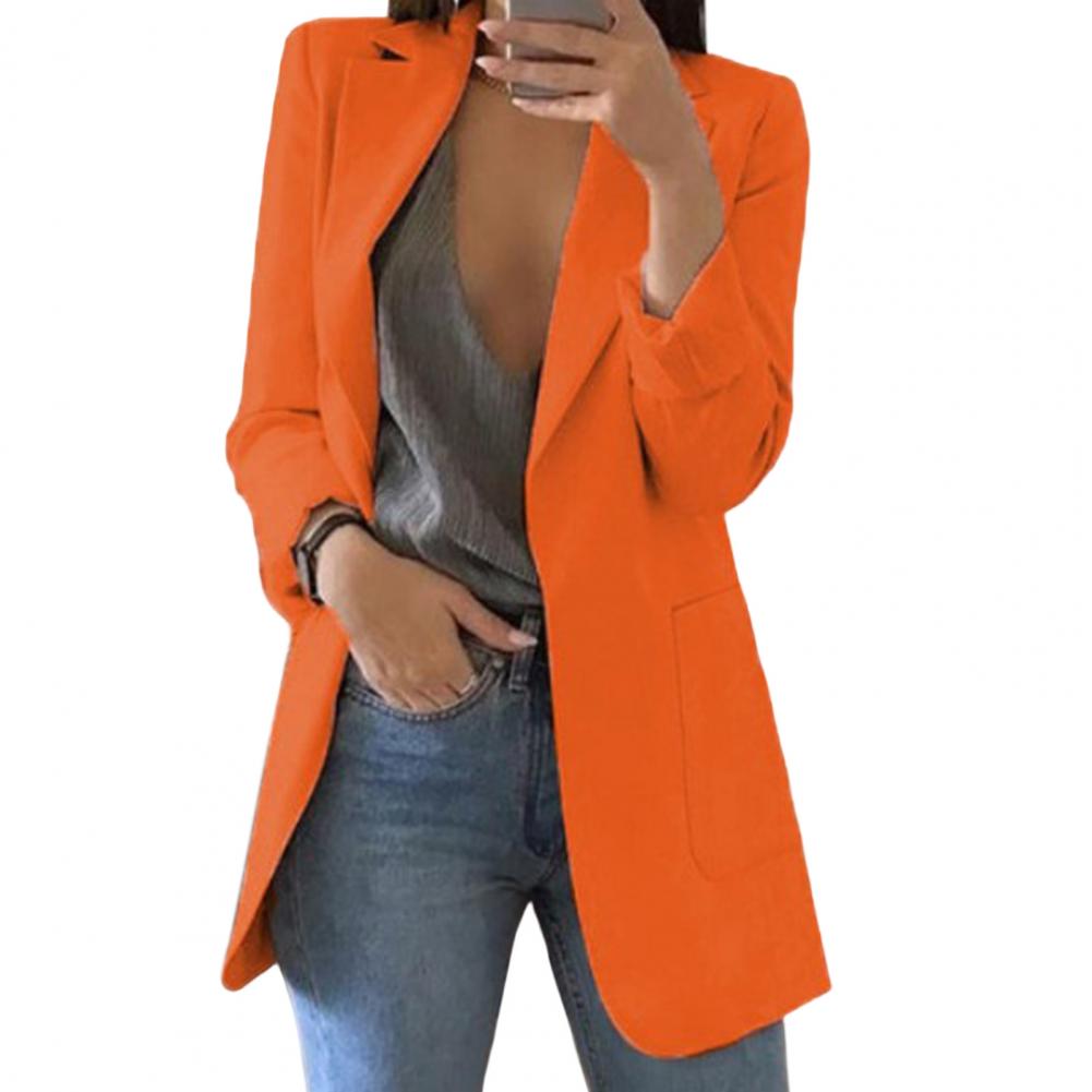 Long Open-Front Blazer in Orange