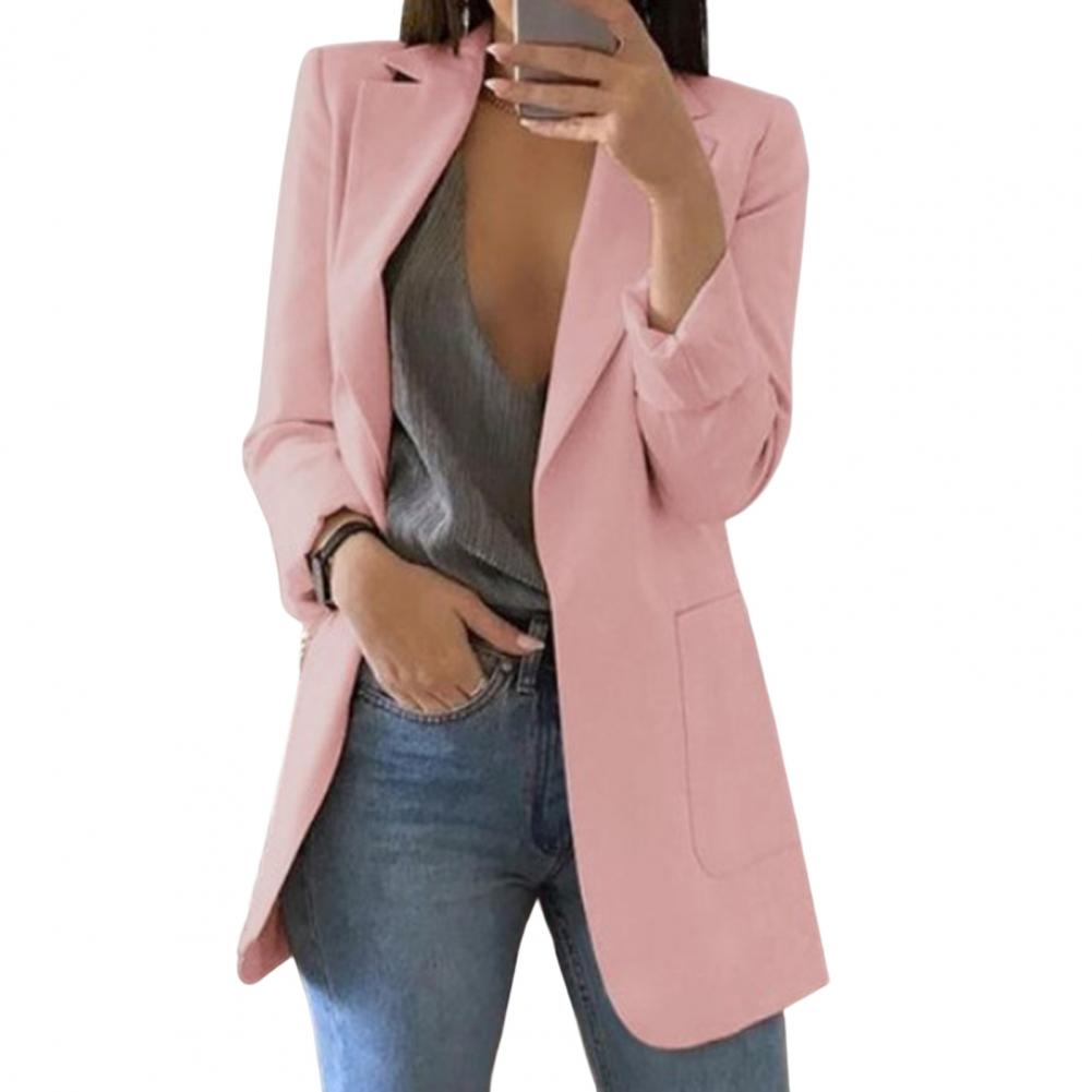 Long Open-Front Blazer in Pink