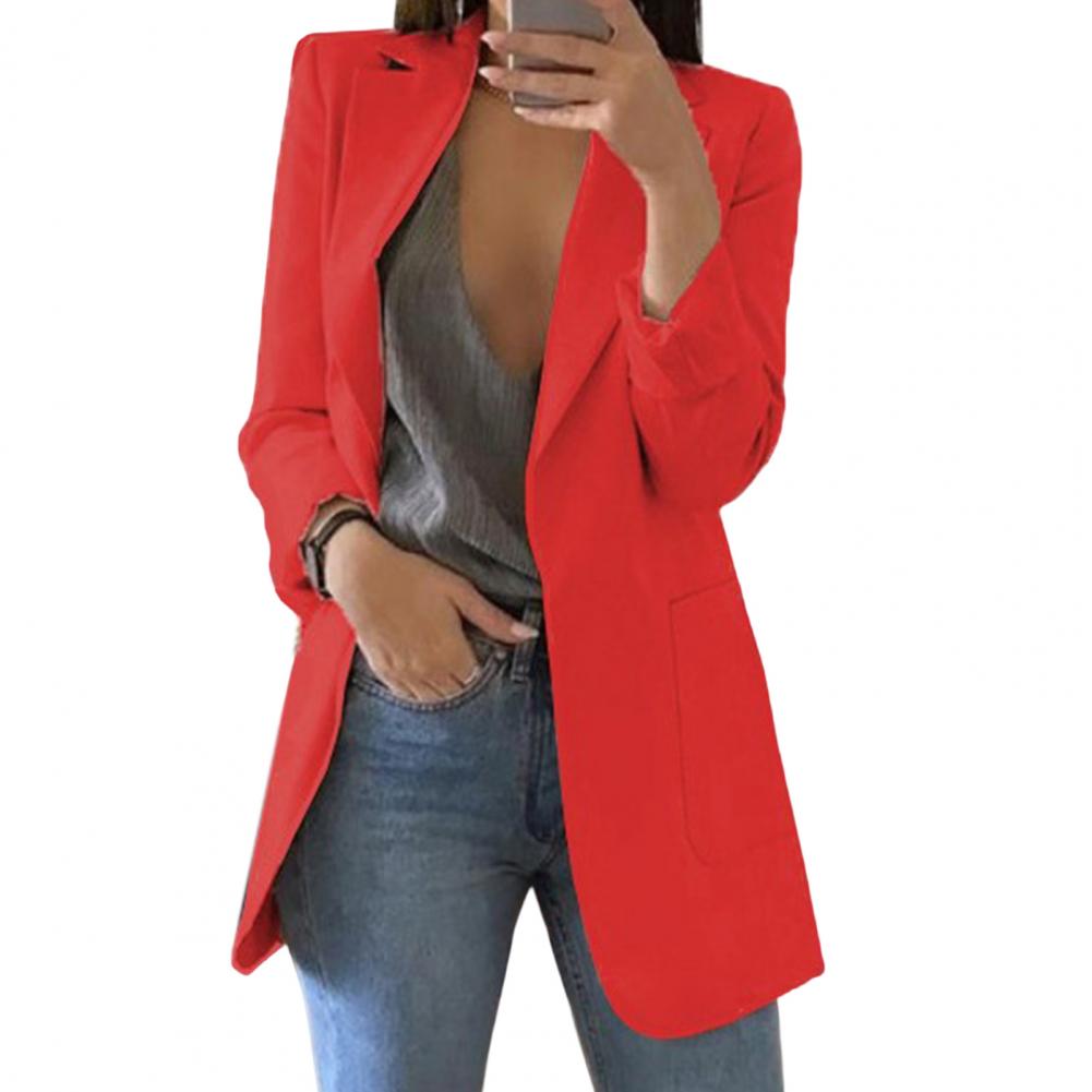 Long Open-Front Blazer in Red