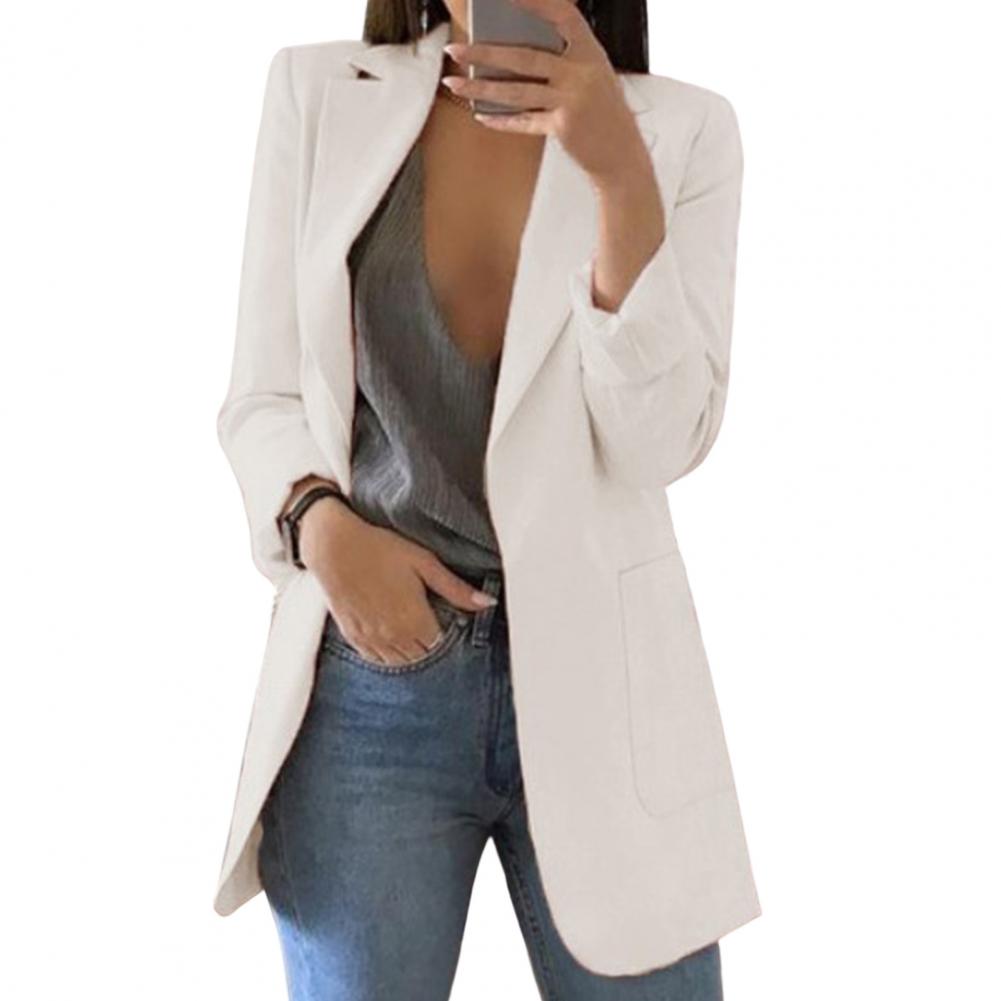 Long Open-Front Blazer in White