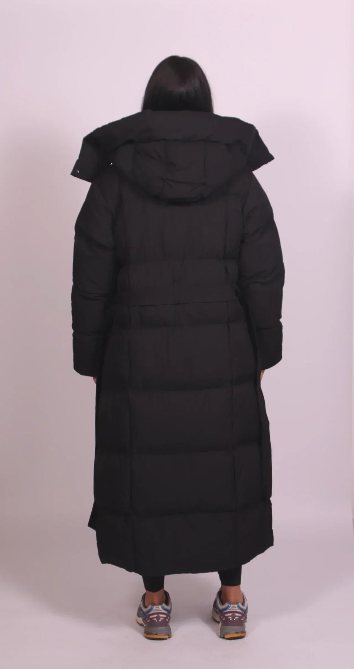 Long Quilted Winter Coat with Fitted Waist, view 7