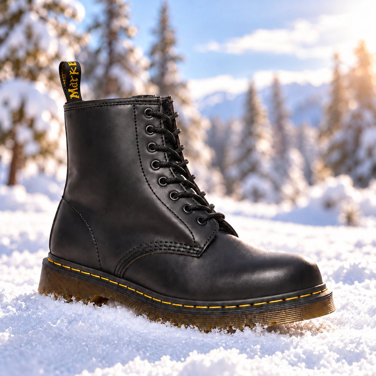 Unisex vegan leather lace-up boots
