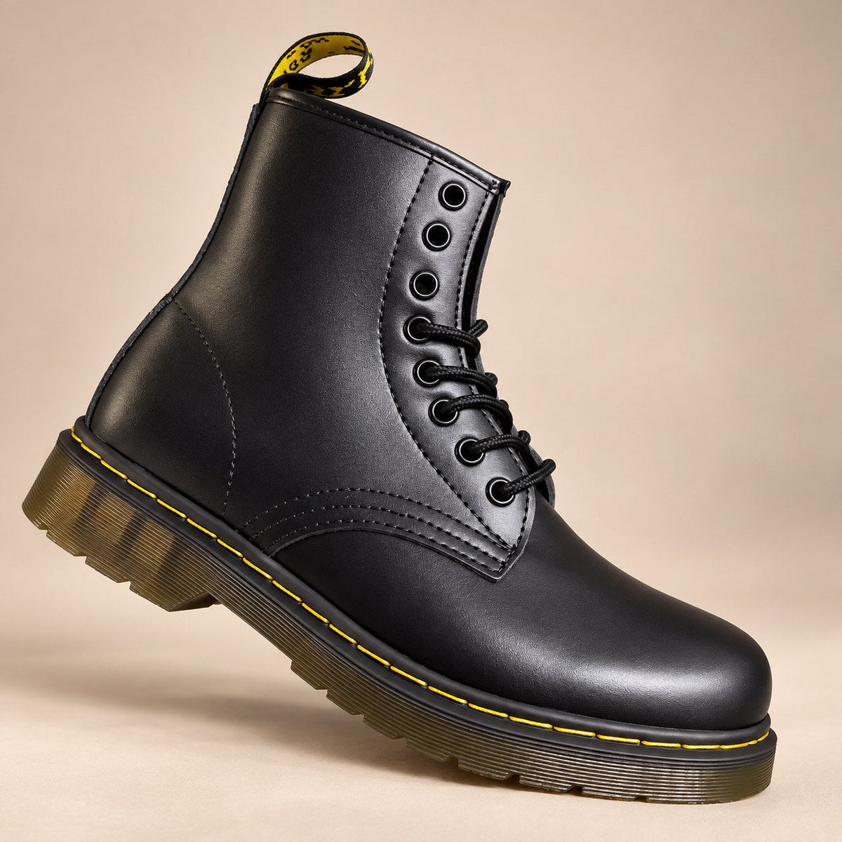 Vegan leather lace-up boots, view 3