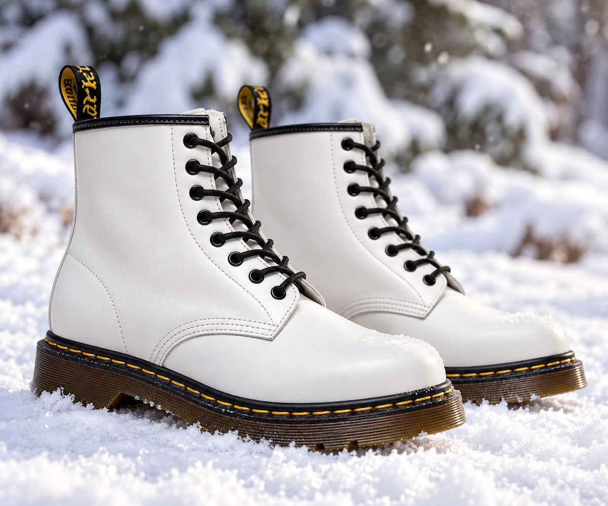 Vegan leather lace-up boots in White