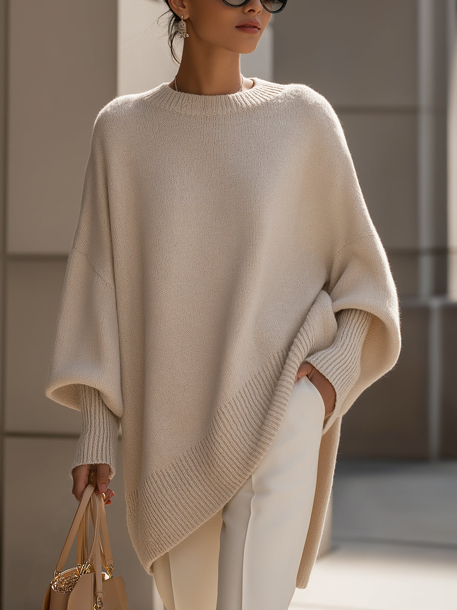 Minimal Oversized Knit Sweater in Beige