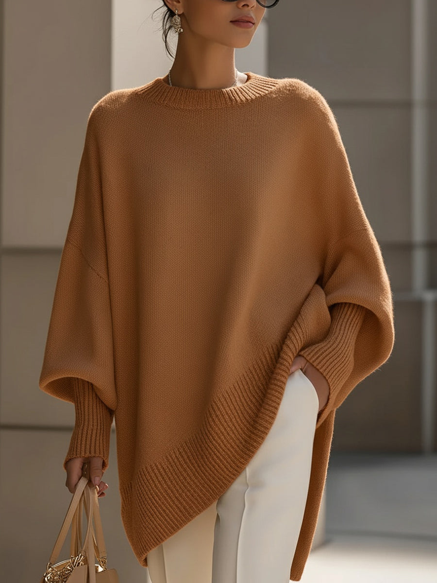 Minimal Oversized Knit Sweater in Caramel
