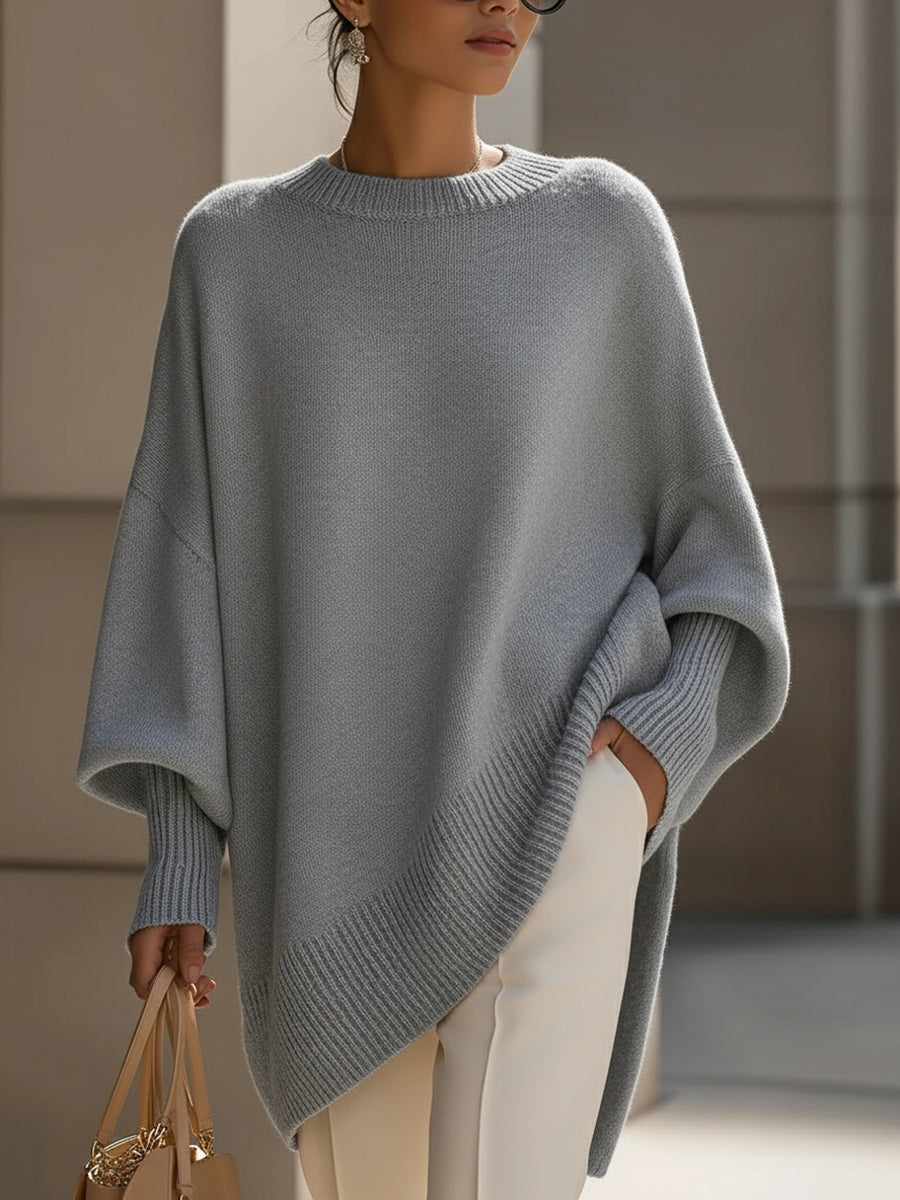 Minimal Oversized Knit Sweater in Grey