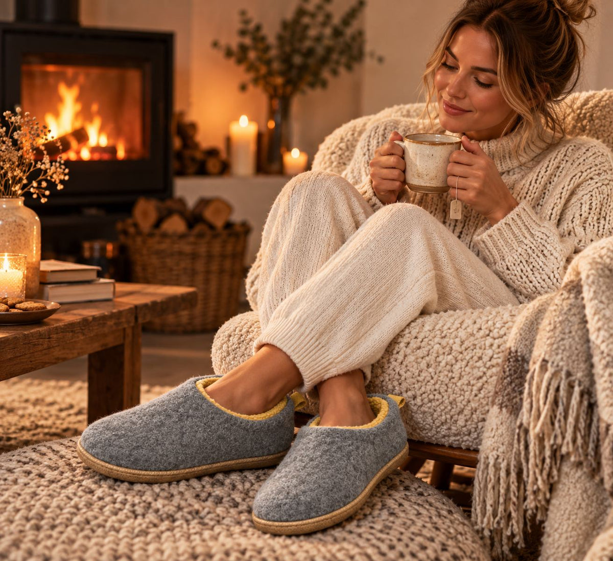 Fleece-lined slippers, view 2
