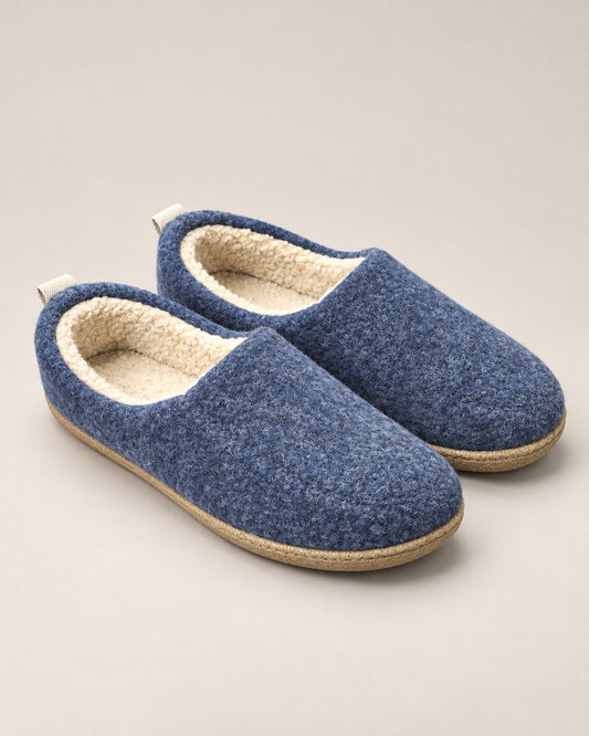 Fleece-lined slippers in Navy Blue