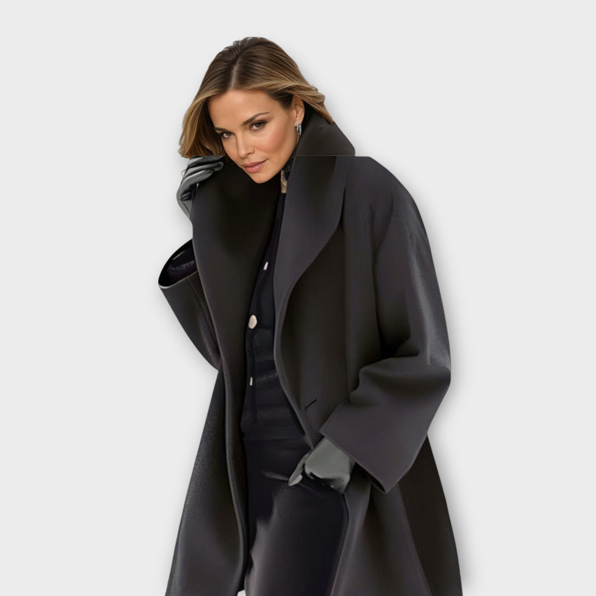 Oversized Wide Collar Coat in Black