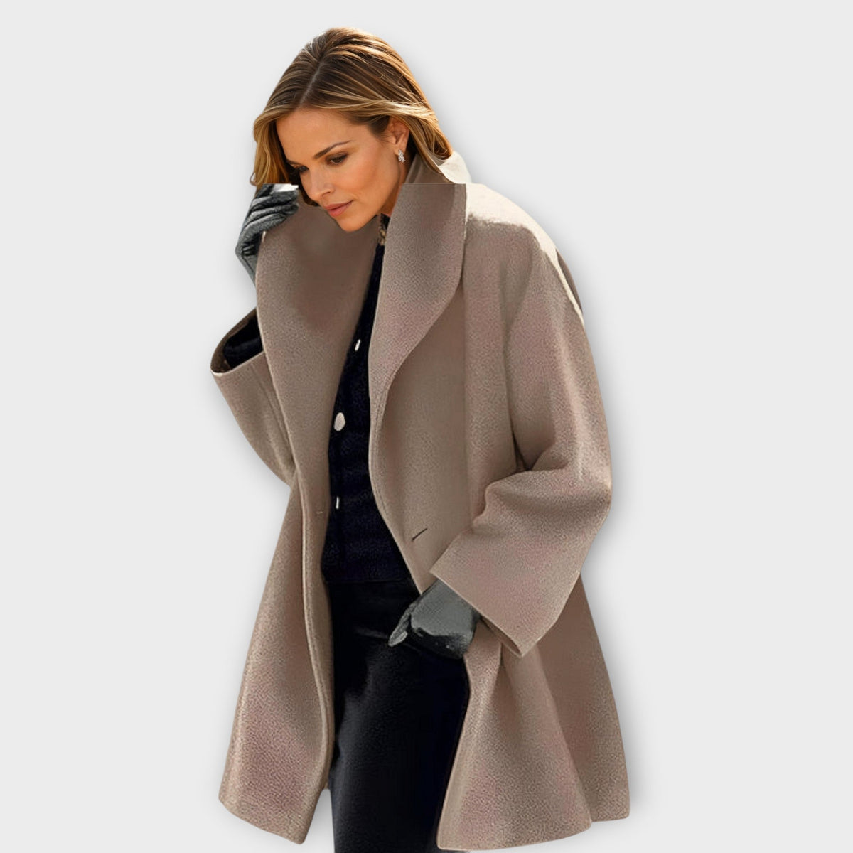 Oversized Wide Collar Coat in Khaki