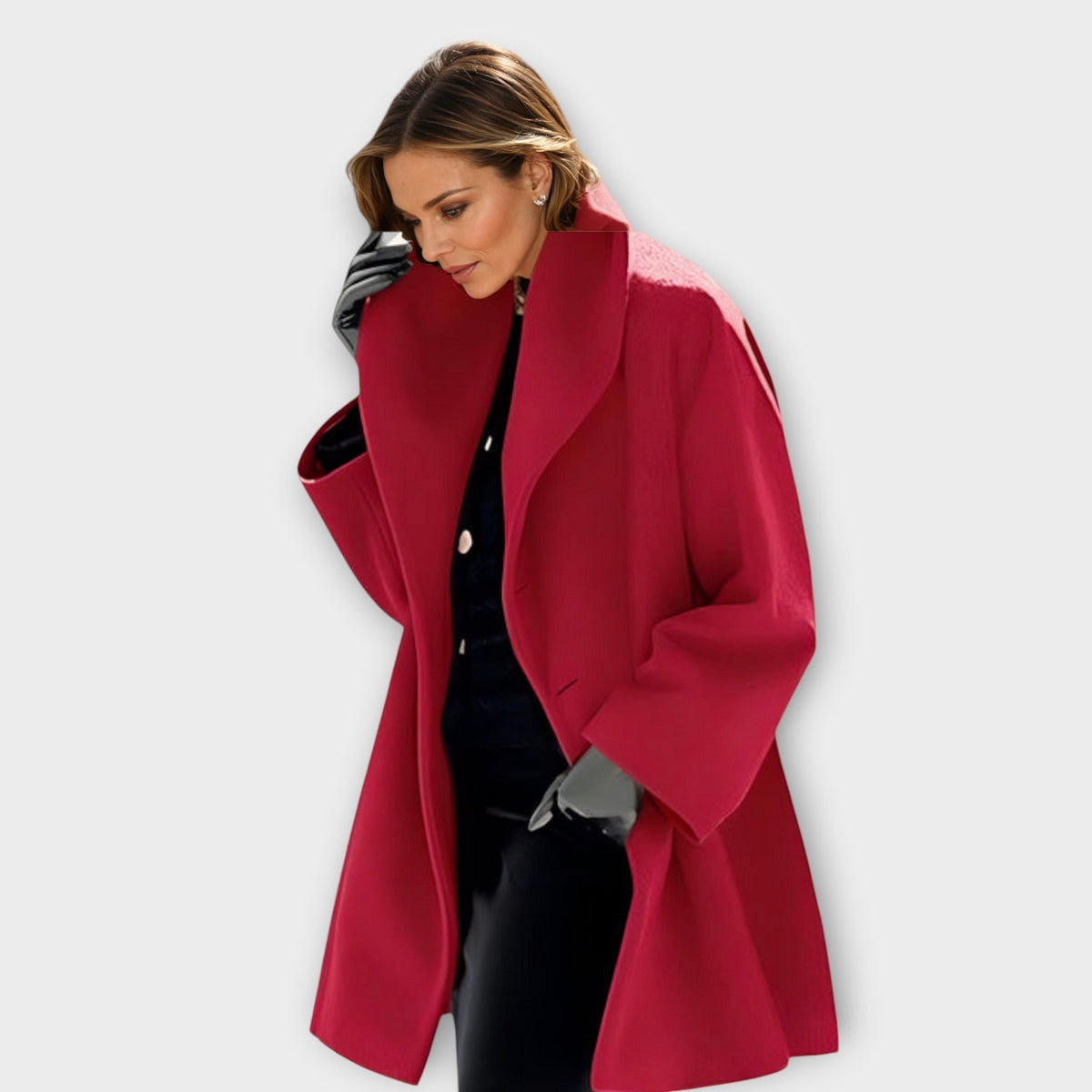 Oversized Wide Collar Coat in Red
