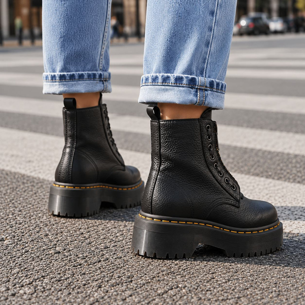 Women's chunky platform ankle boots, view 5