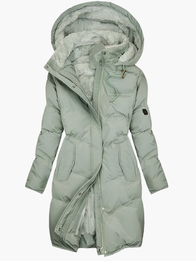 Quilted Hooded Winter Coat in Green