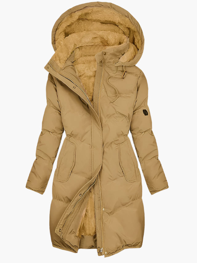 Quilted Hooded Winter Coat in Yellow