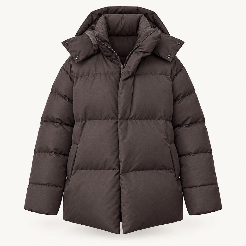 Quilted Puffer Jacket with Hood and Deep Pockets, view 2
