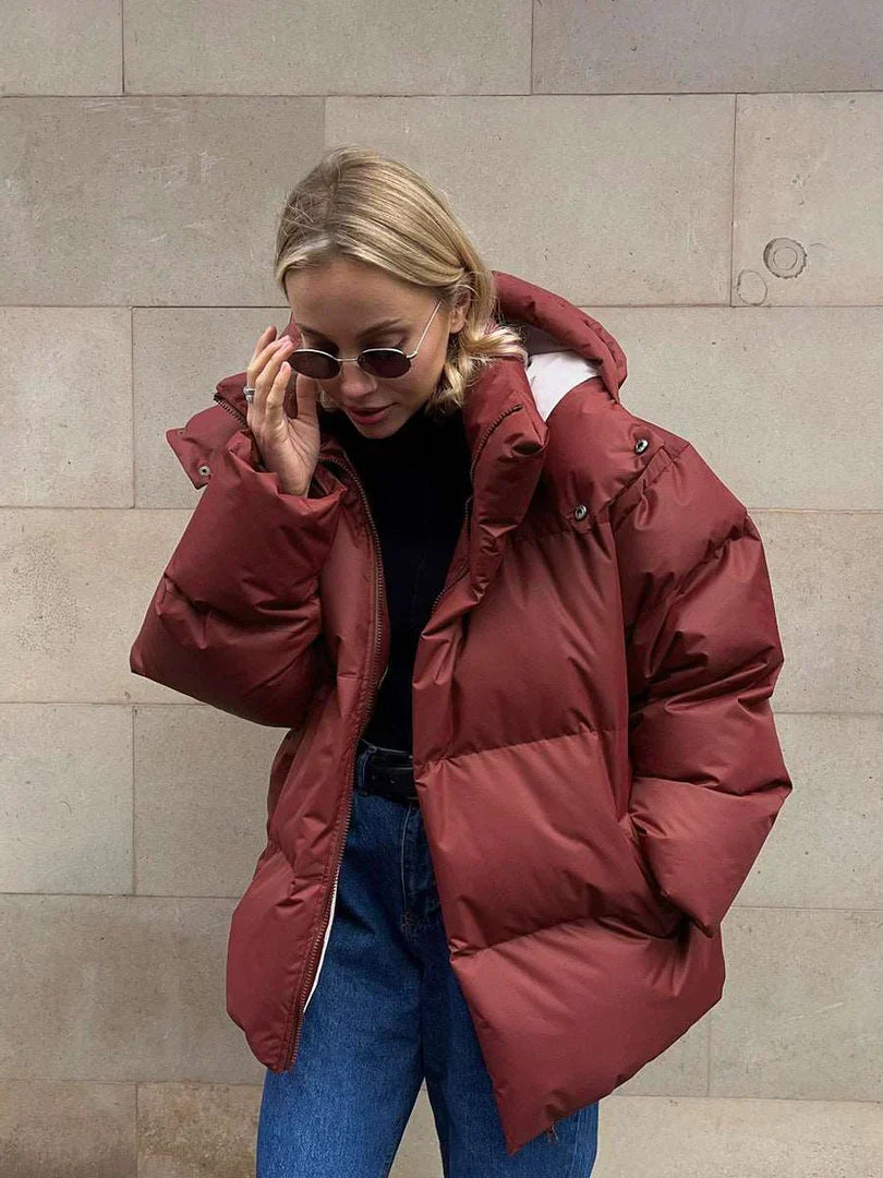 Quilted Puffer Jacket with Hood and Deep Pockets, view 4