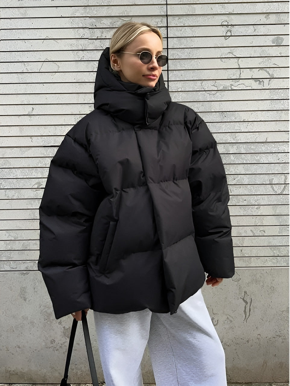 Quilted Puffer Jacket with Hood and Deep Pockets, view 5