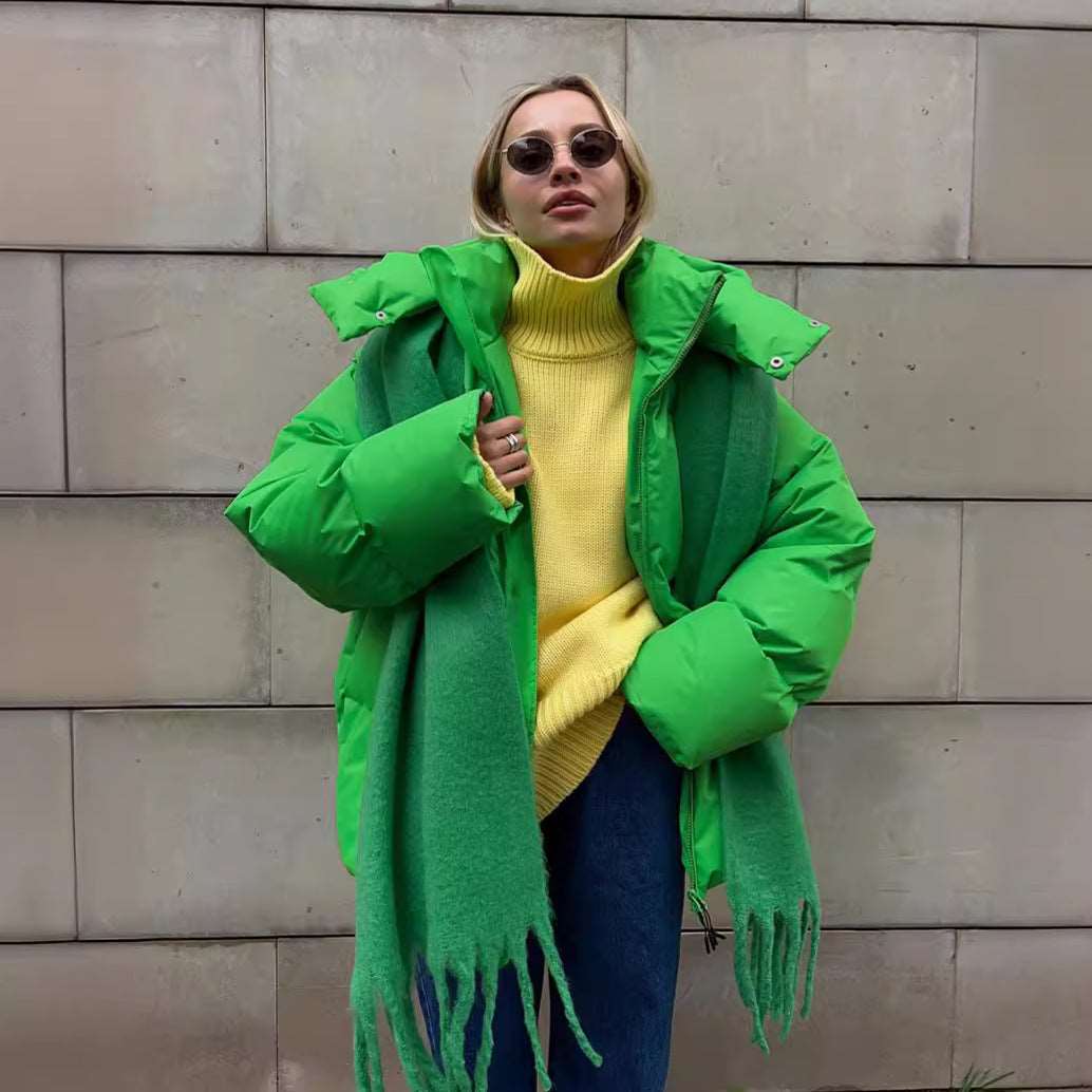 Quilted Puffer Jacket with Hood and Deep Pockets, view 6