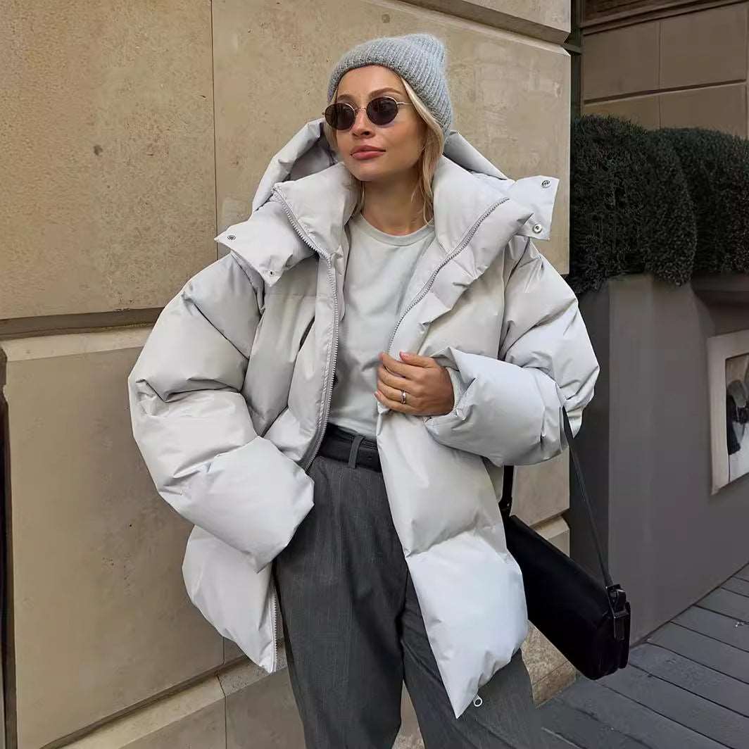 Quilted Puffer Jacket with Hood and Deep Pockets, view 7