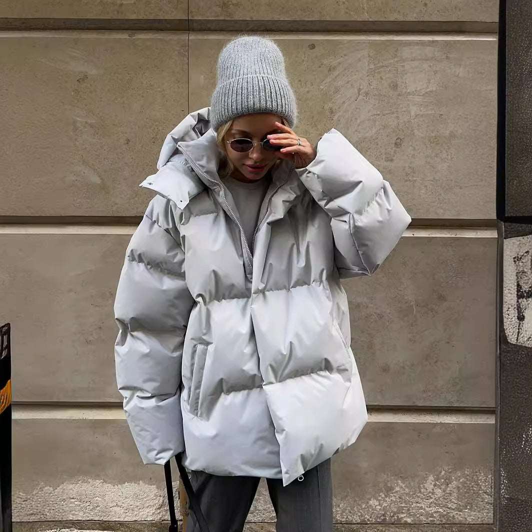 Quilted Puffer Jacket with Hood and Deep Pockets, view 8