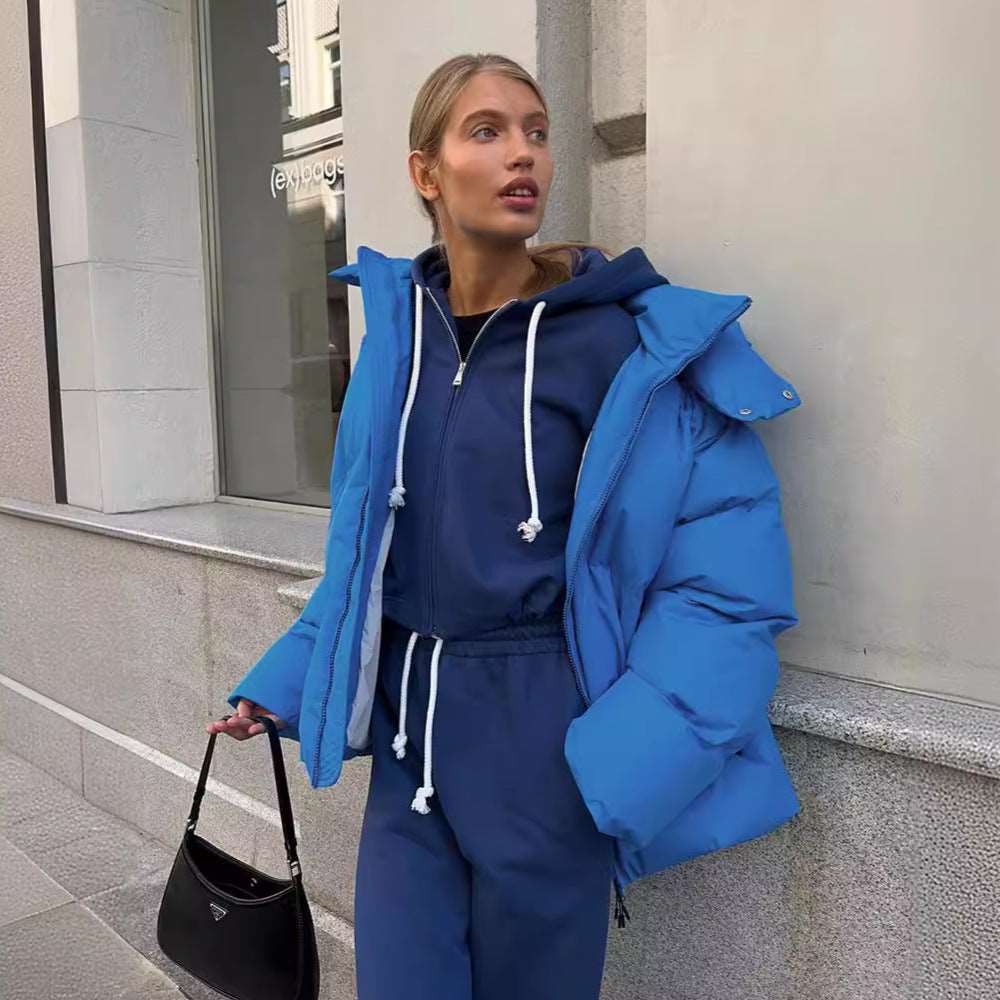 Quilted Puffer Jacket with Hood and Deep Pockets, view 9