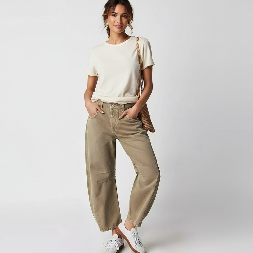 Relaxed Barrel Leg Jeans with High Waist, view 12