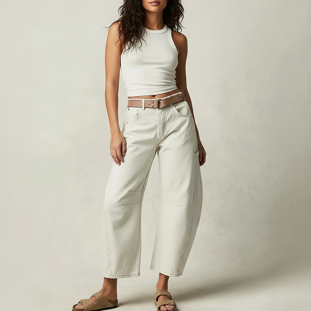 Relaxed Barrel Leg Jeans with High Waist, view 14