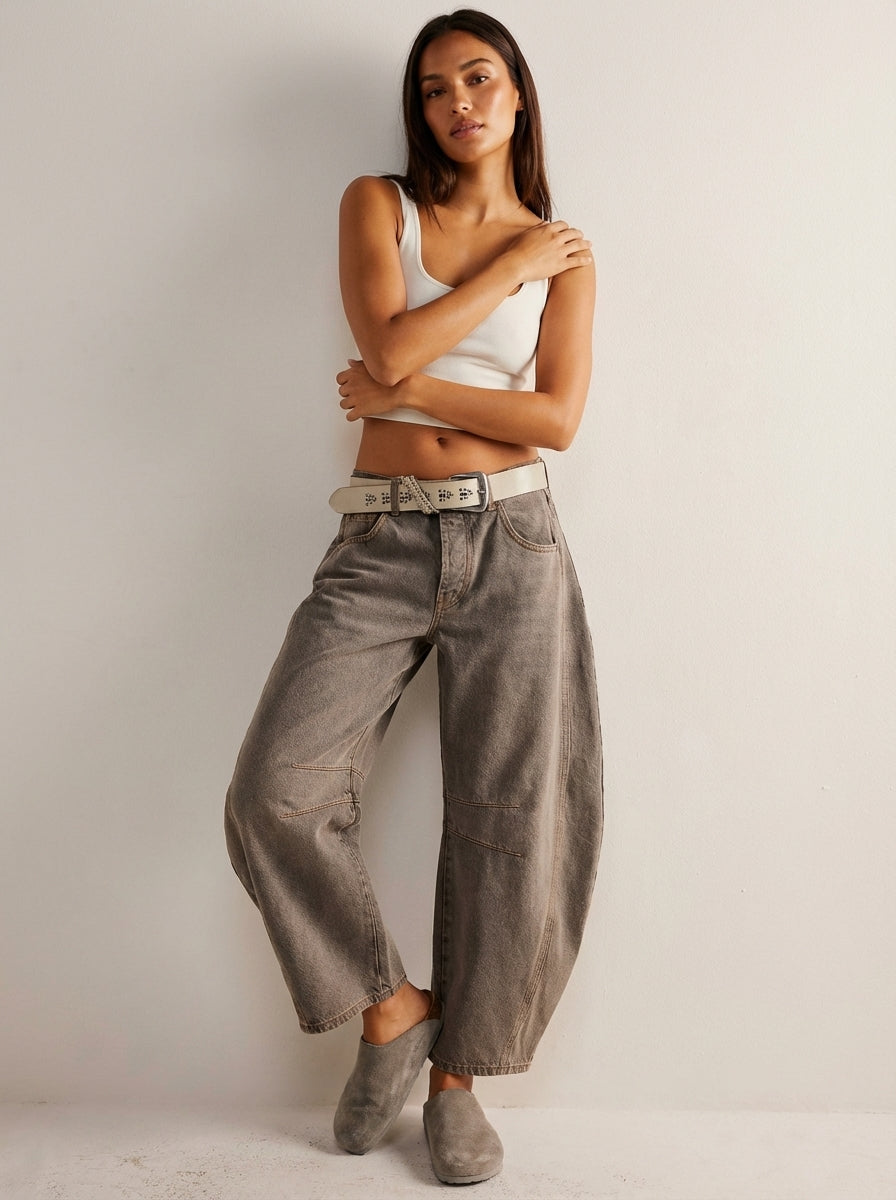 Relaxed Barrel Leg Jeans with High Waist, view 16