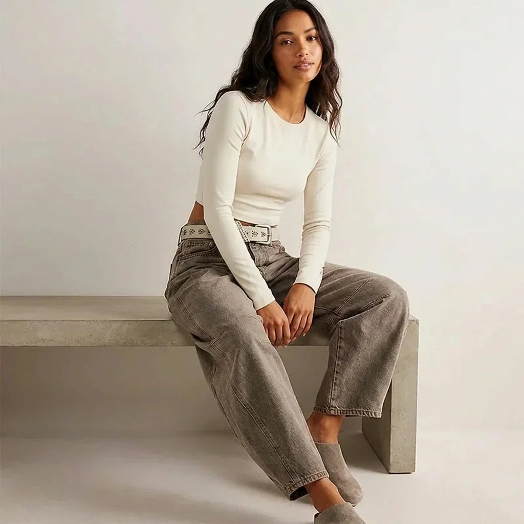 Relaxed Barrel Leg Jeans with High Waist, view 19