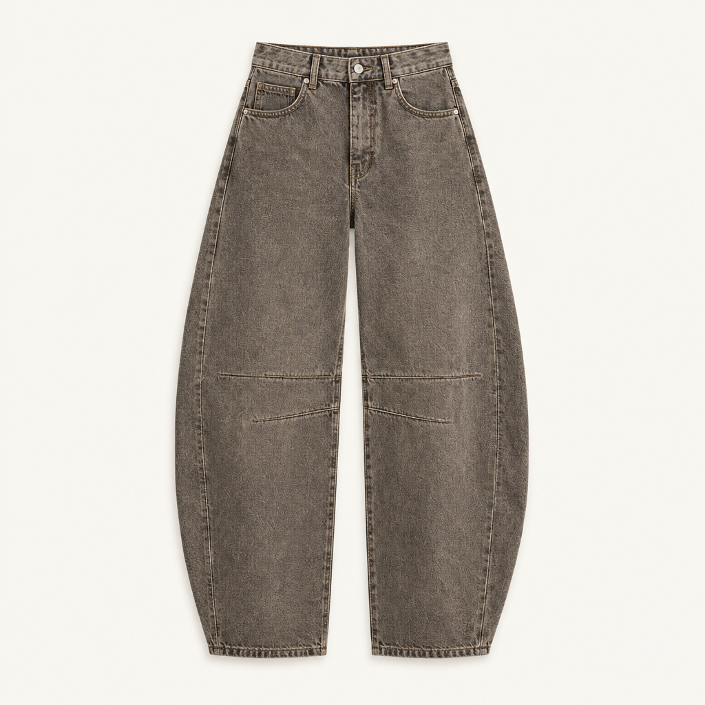 Relaxed Barrel Leg Jeans with High Waist, view 2