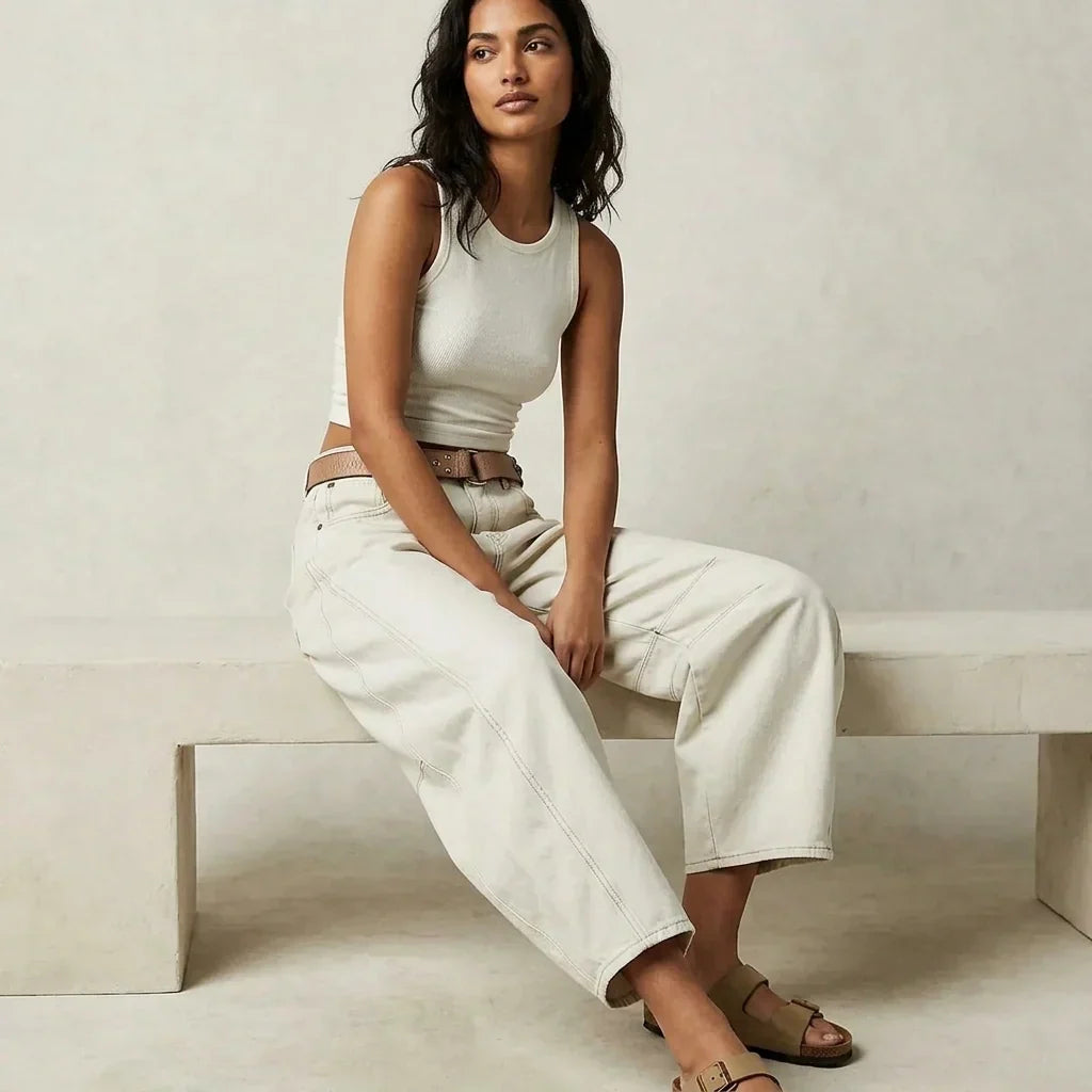 Relaxed Barrel Leg Jeans with High Waist, view 21
