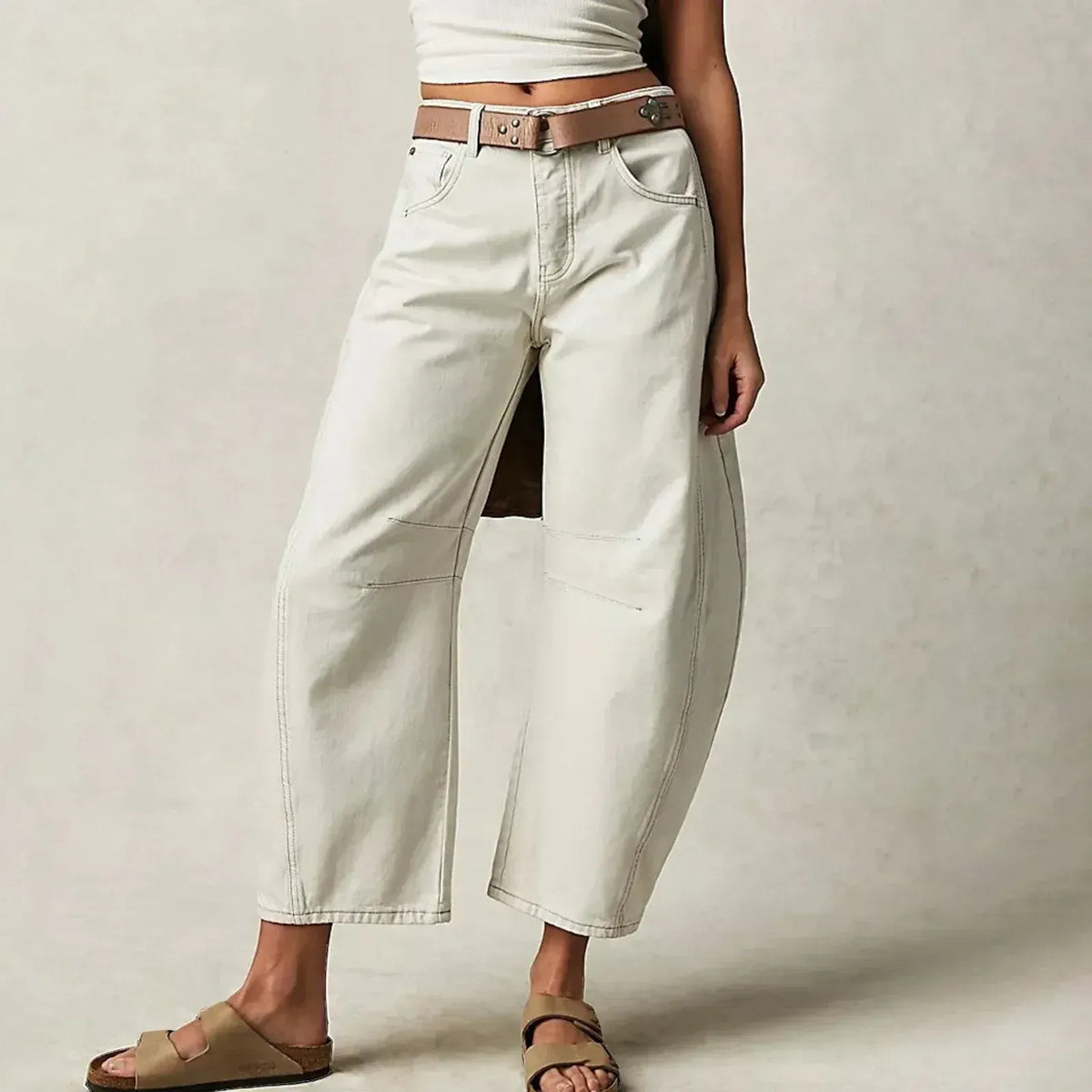 Relaxed Barrel Leg Jeans with High Waist, view 22