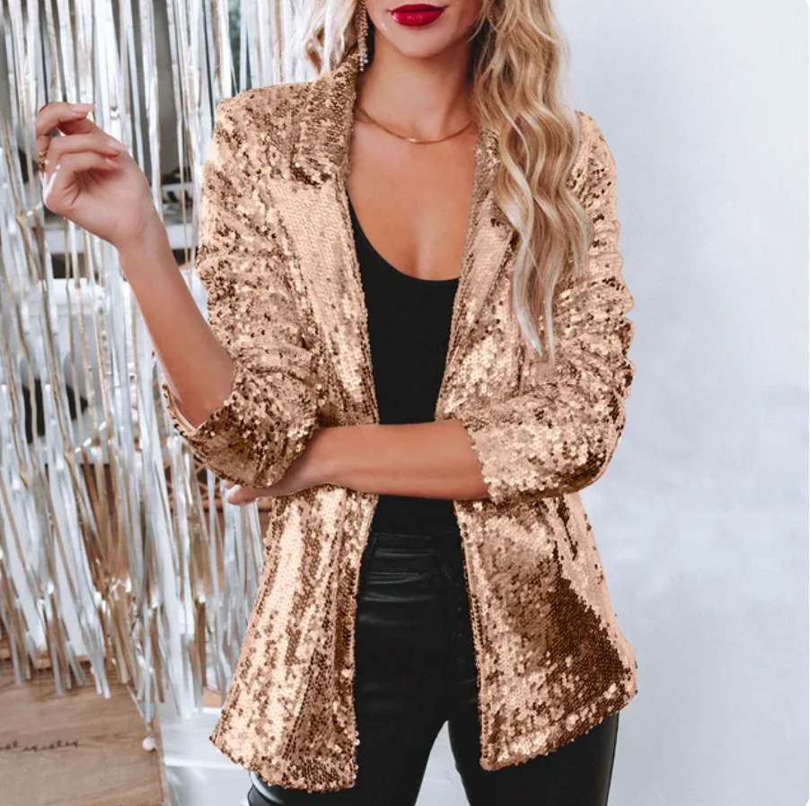 Sequin Blazer in Gold
