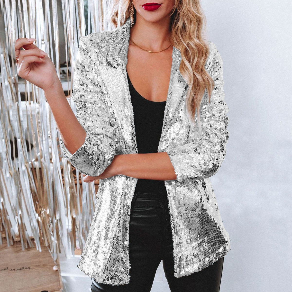 Sequin Blazer in Silver