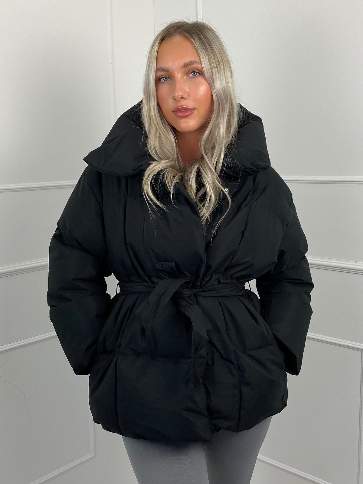 Short Quilted Winter Jacket with Fitted Waist, view 15