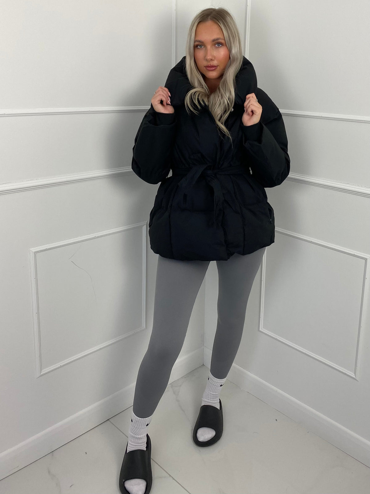 Short Quilted Winter Jacket with Fitted Waist, view 16