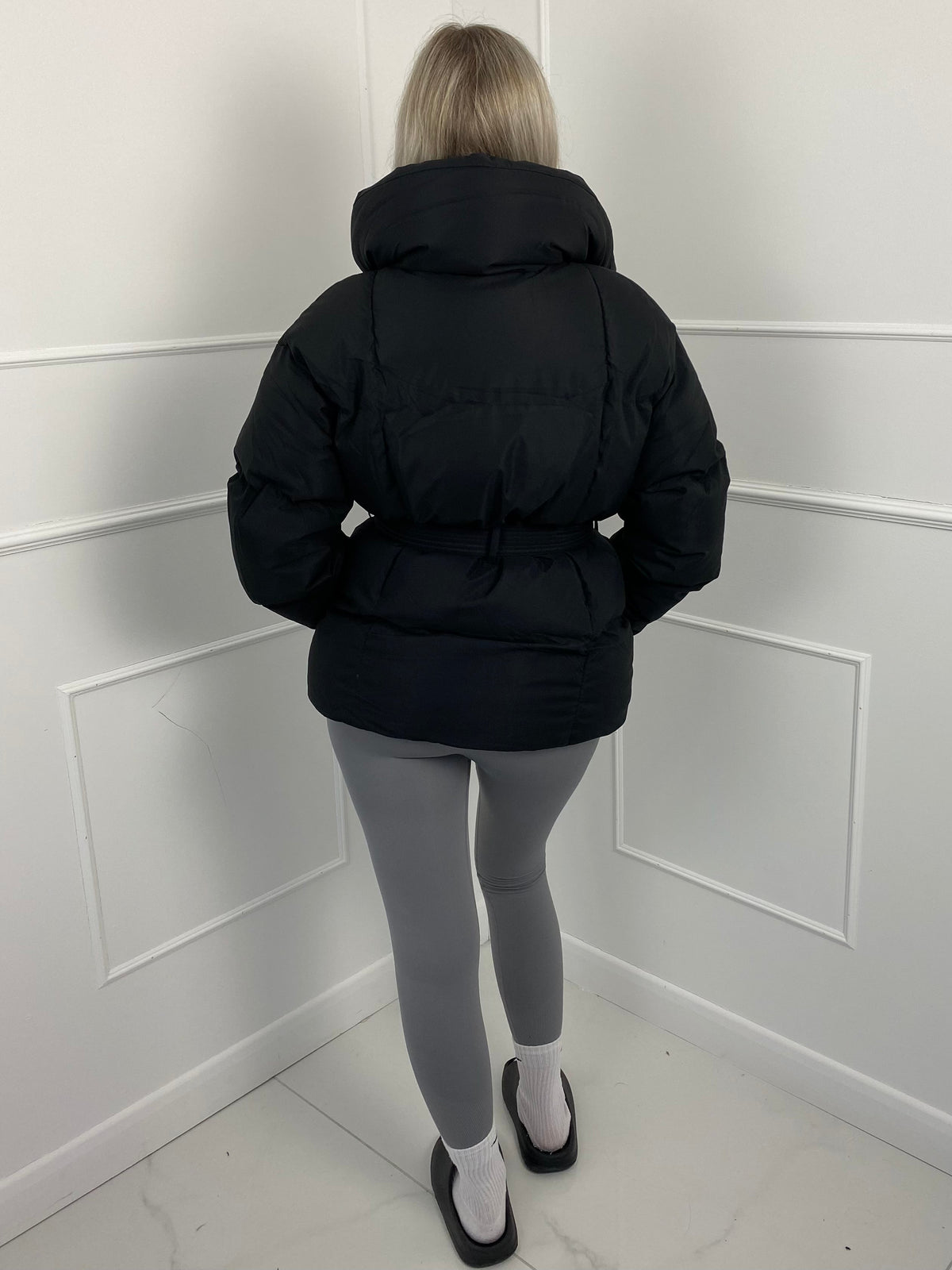 Short Quilted Winter Jacket with Fitted Waist, view 17