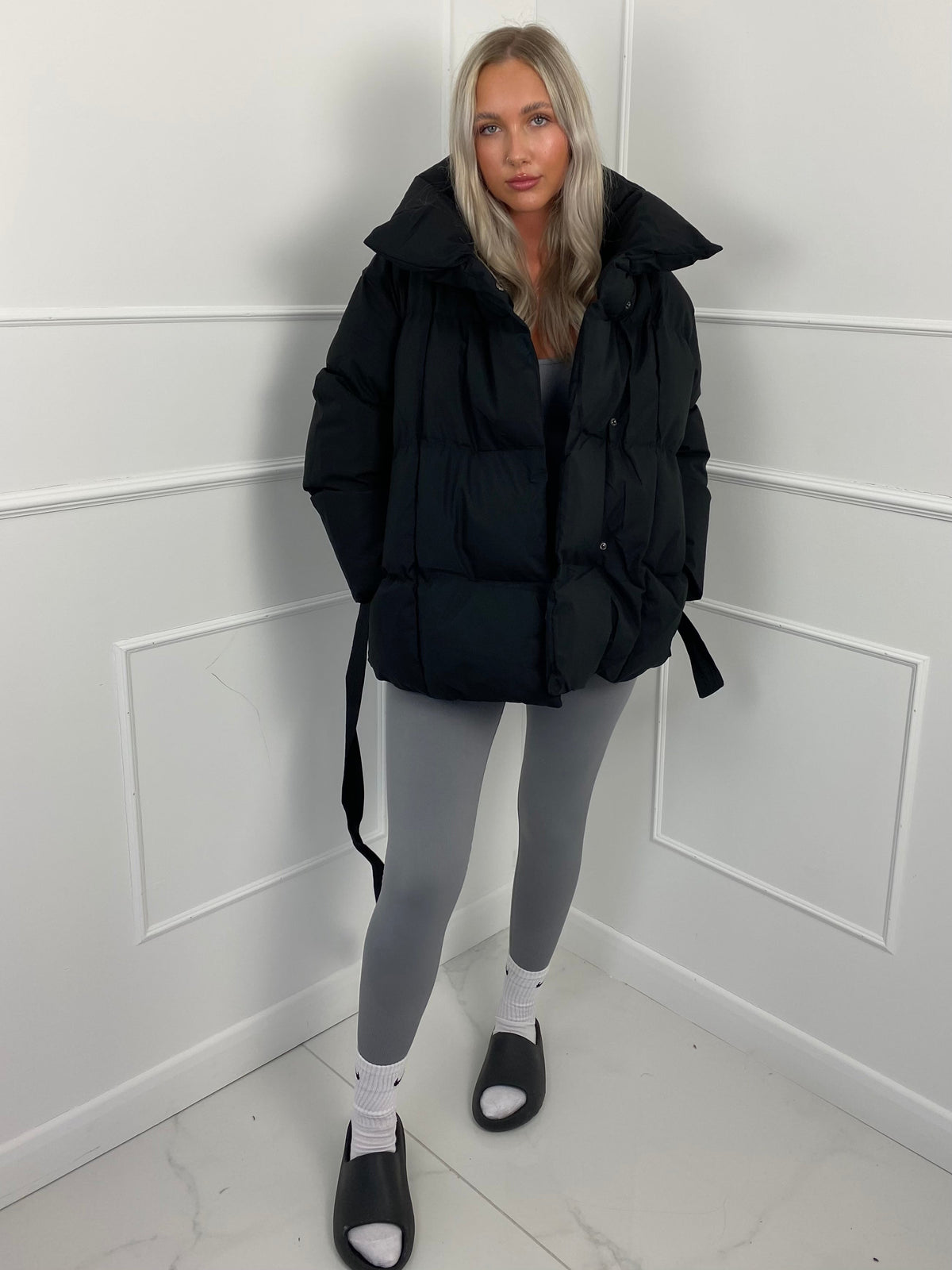 Short Quilted Winter Jacket with Fitted Waist, view 18