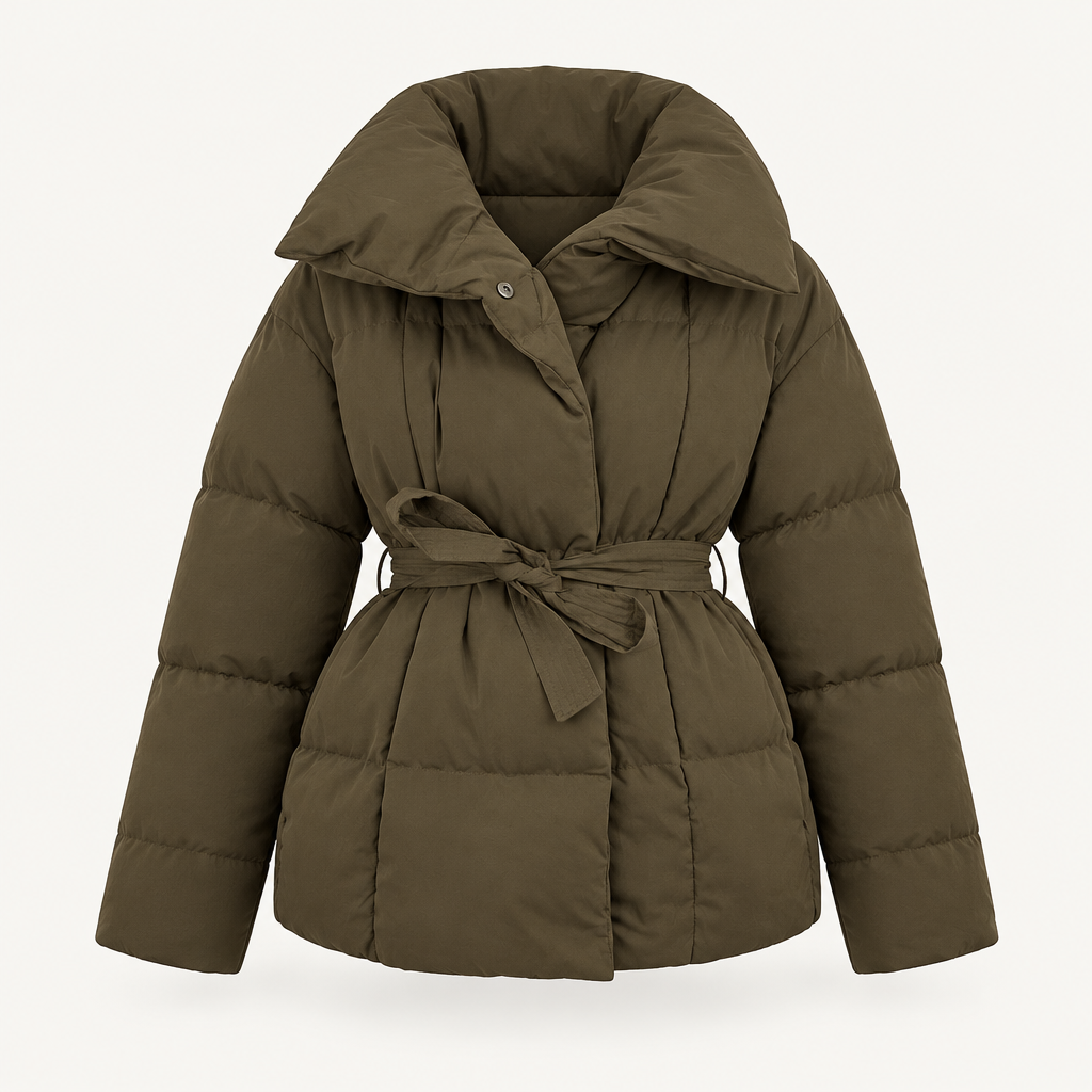 Short Quilted Winter Jacket with Fitted Waist, view 2